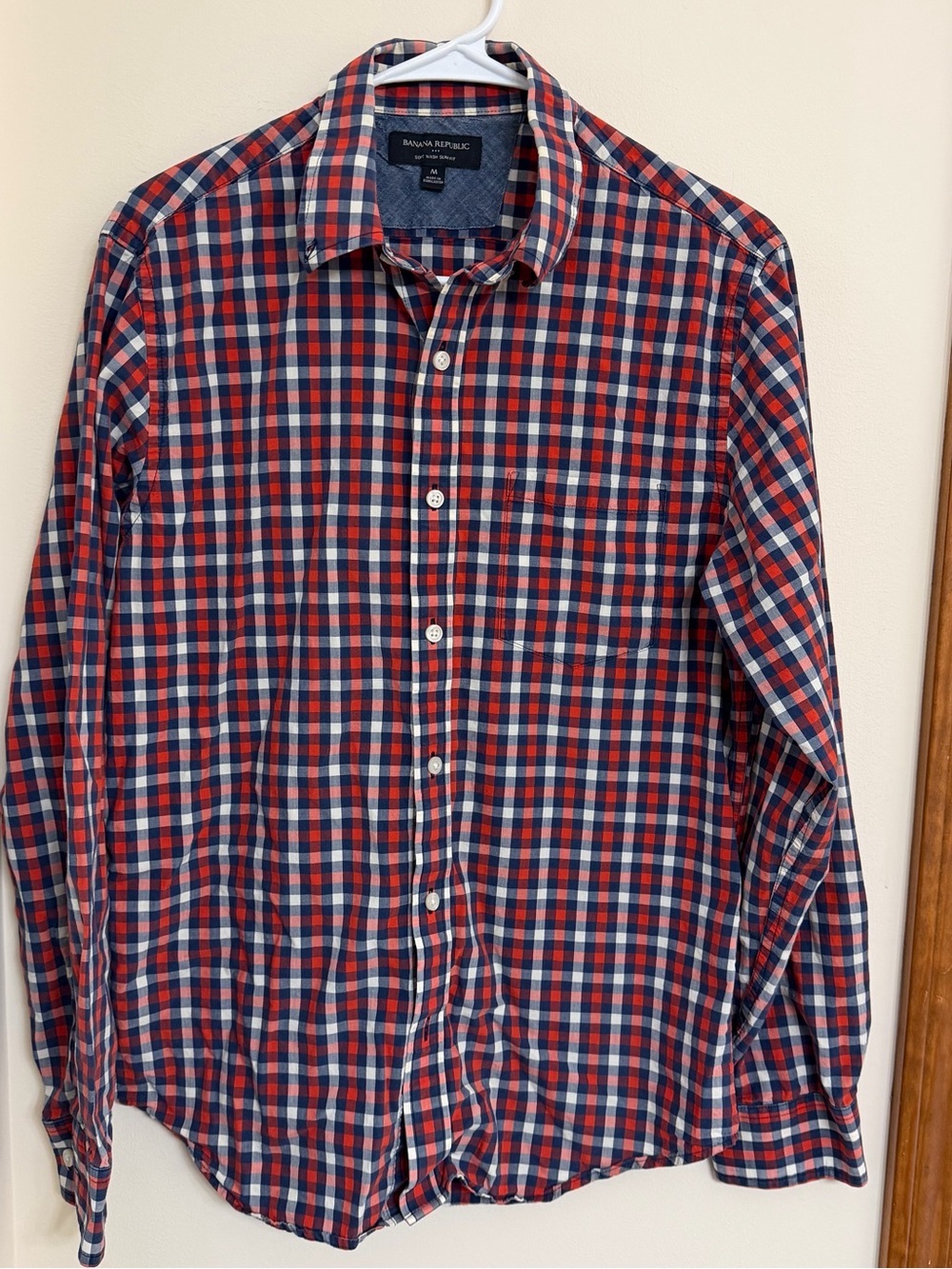 Banana Republic Red, Blue & White Plaid Button-Down Shirt